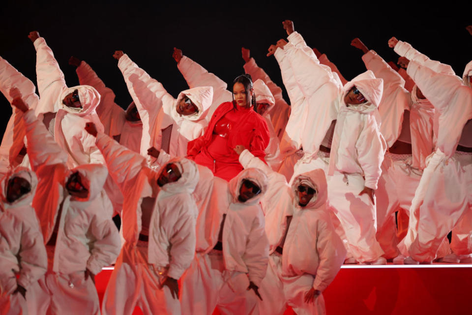 Rihanna performs at the Super Bowl LVII Halftime Show on February 12, 2023 in Glendale, Arizona<span class="copyright">Ezra Shaw—Getty Images</span>