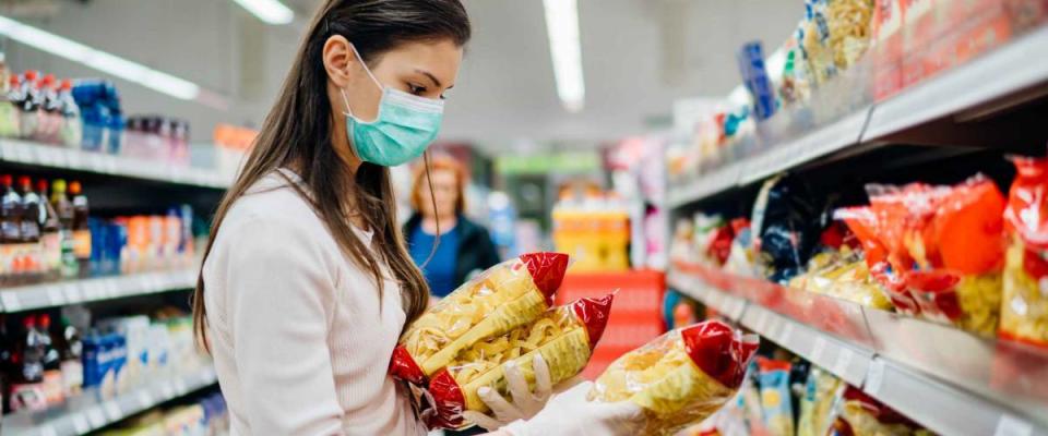 Buyer wearing a protective mask.Shopping during the pandemic