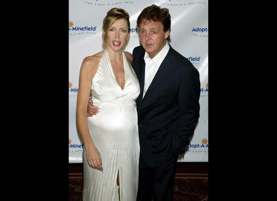 Paul McCartney with his pregnant wife, Heather Mills McCartney, at the 3rd Annual Adopt-A-Minefield benefit in Los Angeles. The McCartneys hosted the event which raises money to clear minefields and provides aid to people injured by landmines.  (Photo credit: PA)