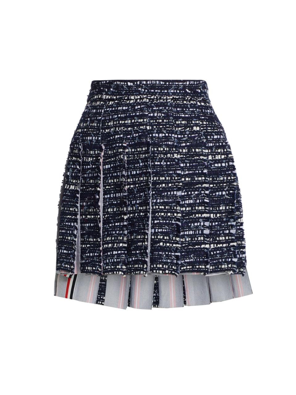 Saks x Thom Browne Blue Tweed Mini Skirt