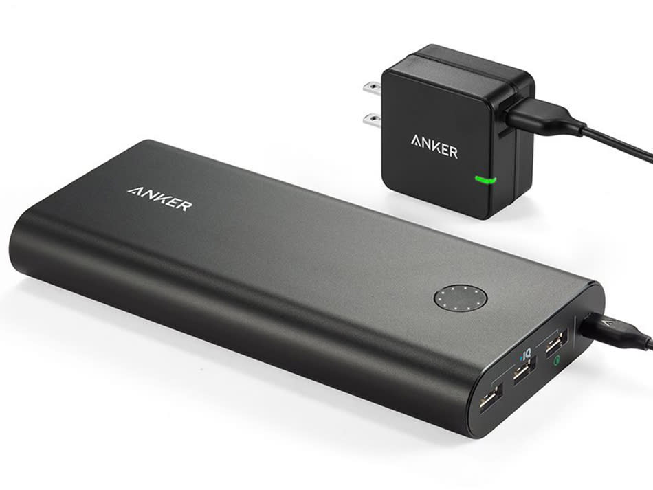 This US$80 Anker PowerCore+ 26800 is close to my idea of a perfect power bank. It has a 26,800mAh battery, has three smart ports (including a Quick Charge 2.0 output), and even comes with a Quick Charge 2.0 USB charger. (Image source: Anker.)