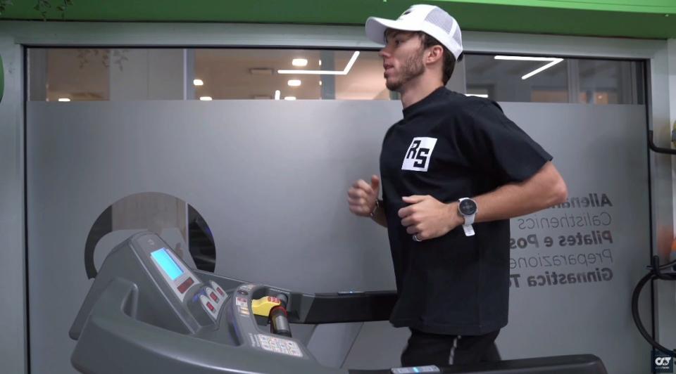 Pierre Gasly on a treadmill
