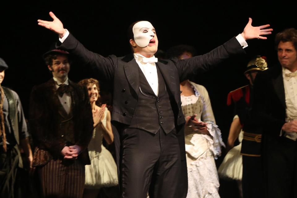 Ben Crawford as "The Phantom" in "Phantom of The Opera" on Broadway at The Majestic Theater in New York City.