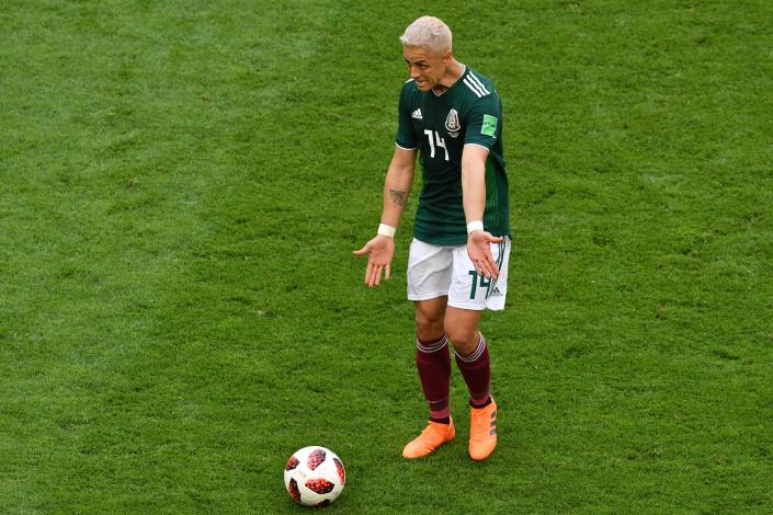 Javier 'Chicharito' Hernández en el Mundial de Rusia 2018 en el partido contra Brasil donde México fue eliminado. (Foto: SAEED KHAN/AFP via Getty Images)