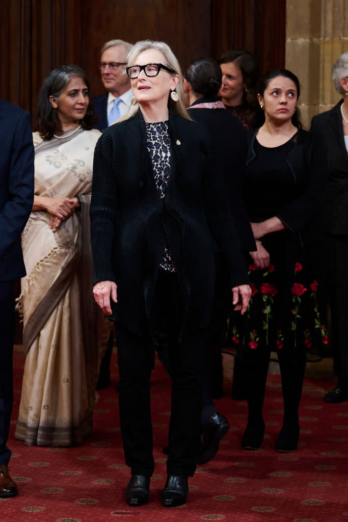 OVIEDO, SPAIN - OCTOBER 20: Actress Meryl Streep attends the audience to congratulate the winners of the "Princess Of Asturias" Awards 2023 at the Reconquista Hotel on October 20, 2023 in Oviedo, Spain. (Photo by Carlos Alvarez/Getty Images)