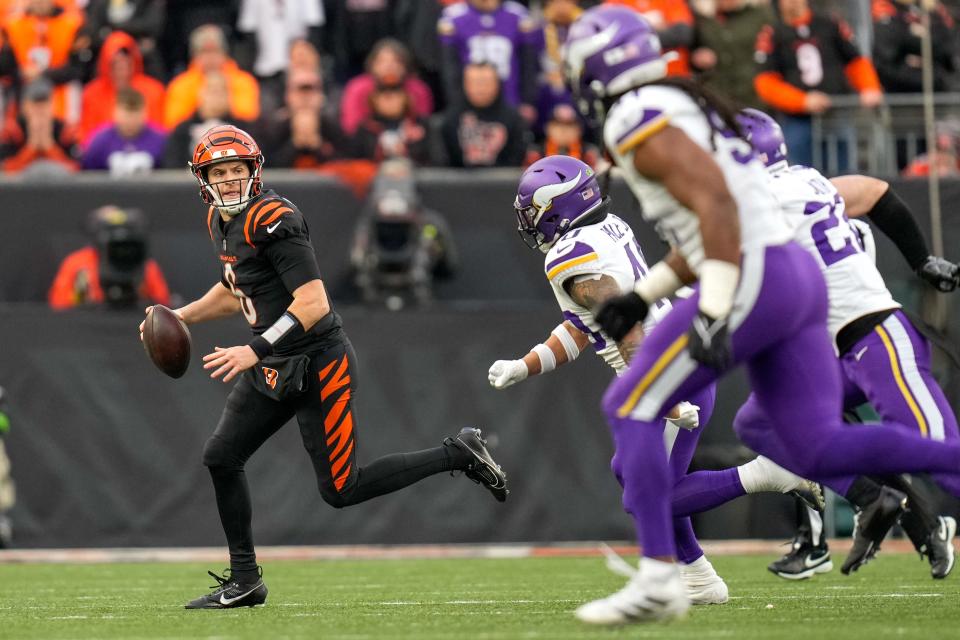 Cincinnati Bengals quarterback Jake Browning's difficult throws against the Vikings showed his upside as a quarterback.