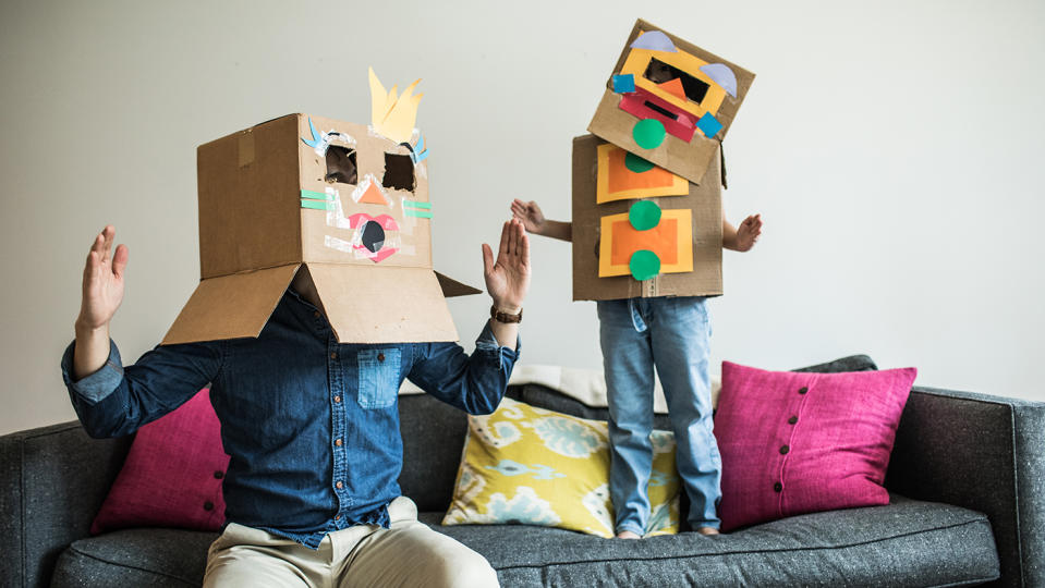 Using everyday things such as cardboard boxes is great for creative play