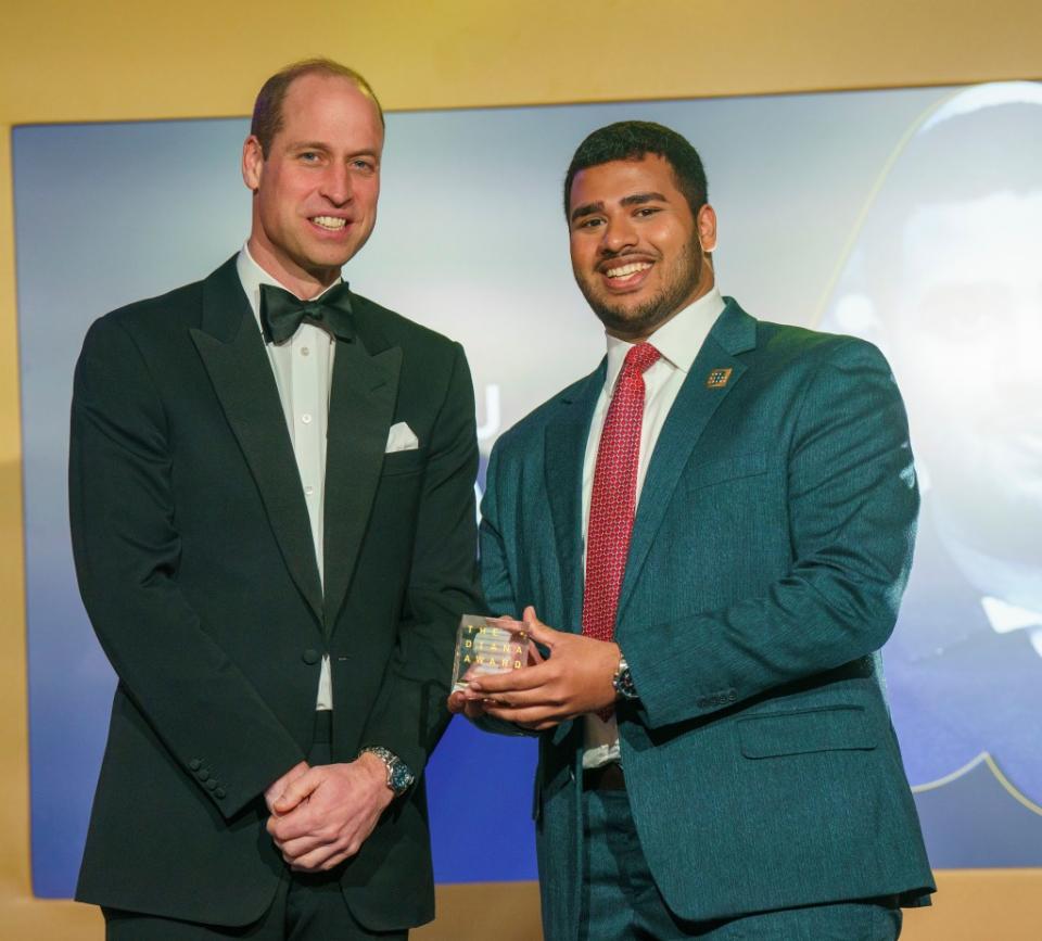 William meets Gobhanu Sasankar Korisepati from Oman as he attends The Diana Legacy Awards at the Science Museum on March 14, in London. Getty Images