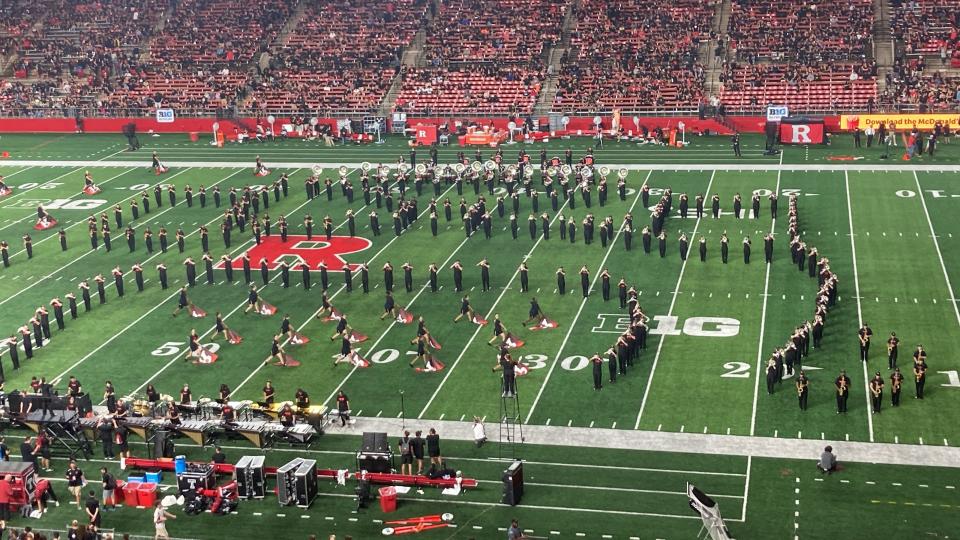 Rutgers' marching band performs at halftime of the Temple game, Sept. 9, 2023.