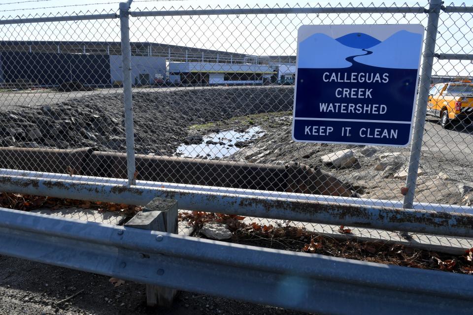 A bridge hidden beneath the intersection at Las Posas Road and Ventura Boulevard in Camarillo allows a part of the Calleguas Creek watershed to pass on Wednesday, Dec. 28, 2022.  A portion of the bridge's needed repairs will be paid for with $4 million in federal funds.