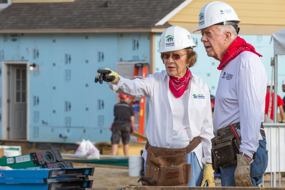 President Carter with Mrs. Carter building with Habitat in Memphis, Tennessee, in 2016.