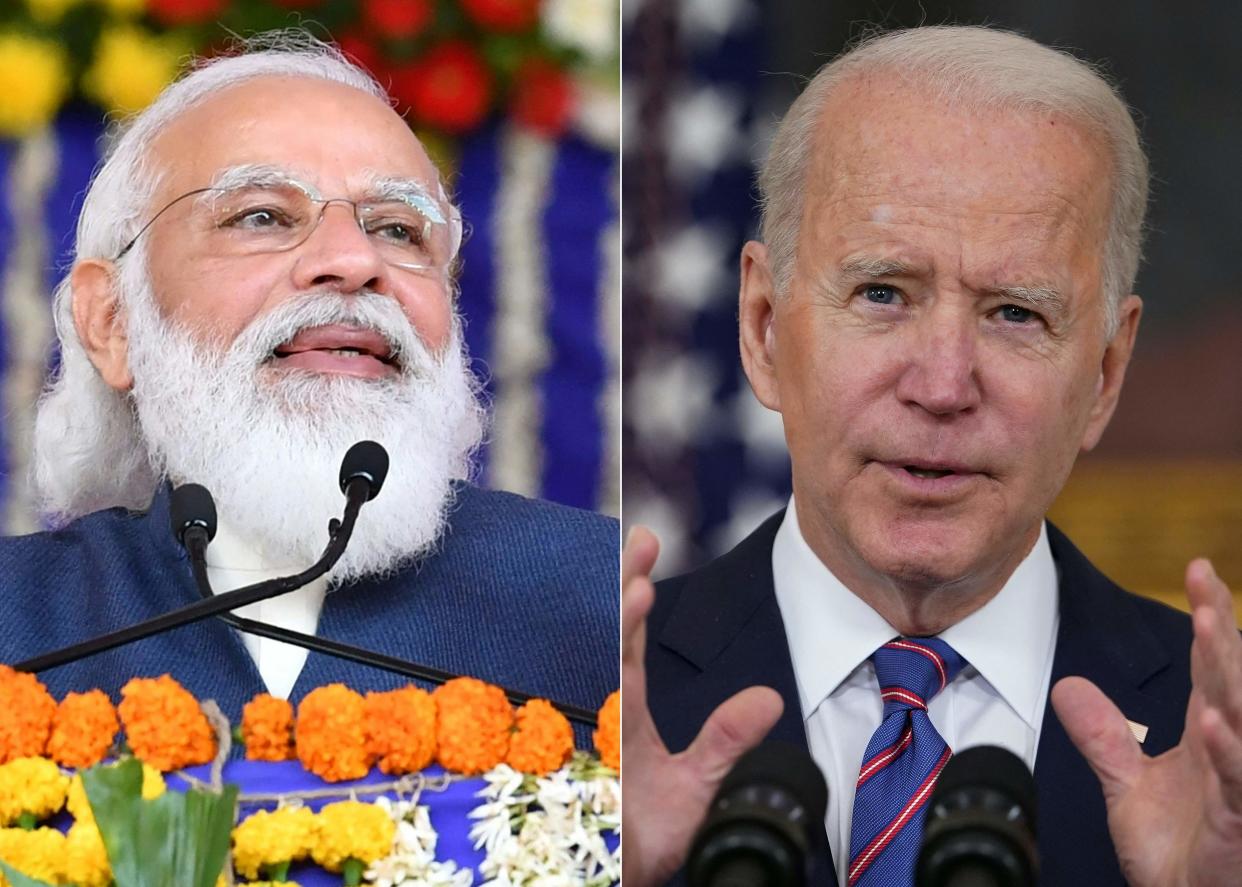 <p>President Joe Biden has said he is sending “whole series” of help to India, including machinery to build vaccines</p> (AFP via Getty Images)