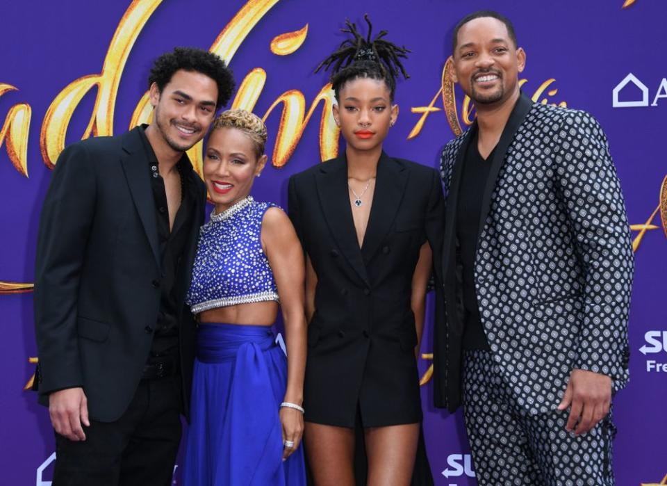 Trey Smith, Jada Pinkett Smith, Willow Smith and Will Smith | VALERIE MACON/AFP/Getty Images