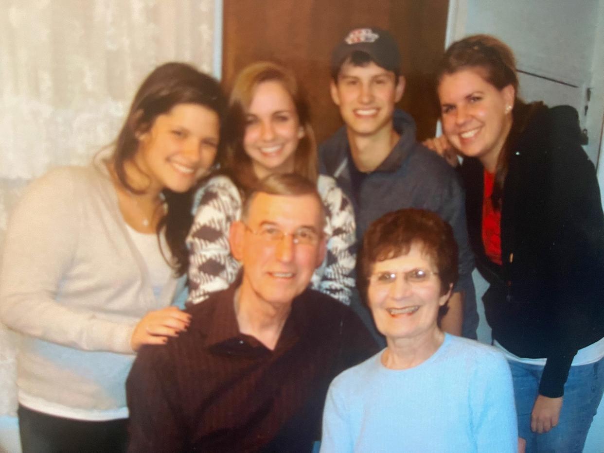 Cliff and Jennie Brownlee, center surrounded by their four grandkids (from left to right) Morgan, Megan, Jordan and Lauren. Her grandkids learned about the importance of goodfellows from their grandma, Jennie, who talked of it all the time. Paula Silver is today a champion and supports Goodfellows Detroit along with DTE, which has supported Goodfellows for 30 years.