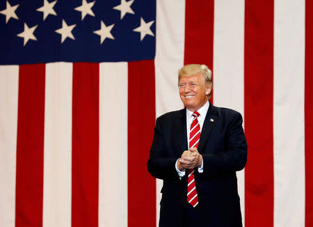 U.S. President Donald Trump arrives at a campaign rally in Phoenix, Arizona, U.S., August 22, 2017. REUTERS/Joshua Roberts