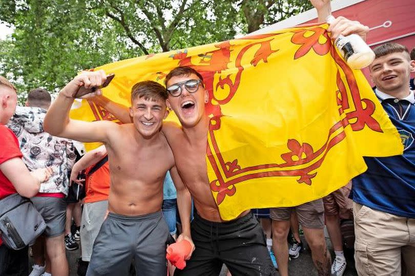 TARTAN ARMY LONDON Scotland Fans Party at Leicester Square London All Bar one 18.06.21 Pic Ross Turpie DailyRecord / Sunday Mail -Credit:Ross Turpie DailyRecord