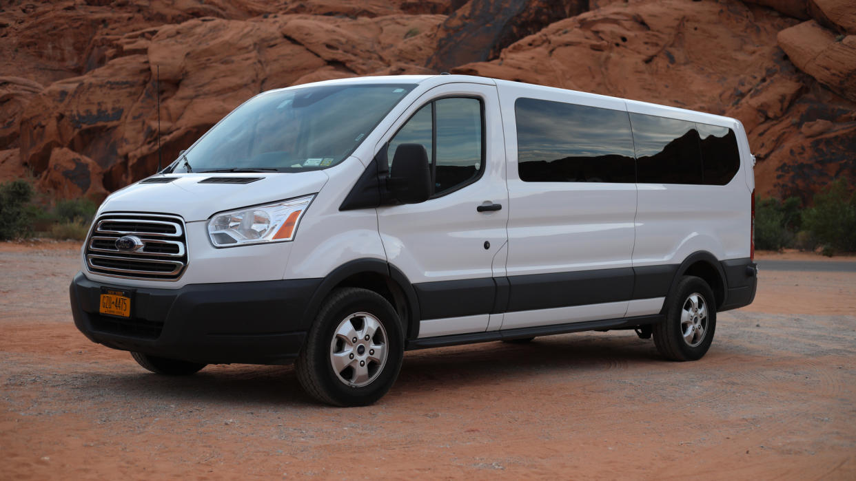 Valley of Fire, Nevada - August 29, 2018: a 15-seat Ford Transit XLT Passenger Wagon with 3.5L EcoBoost V6 engine, 2018 model