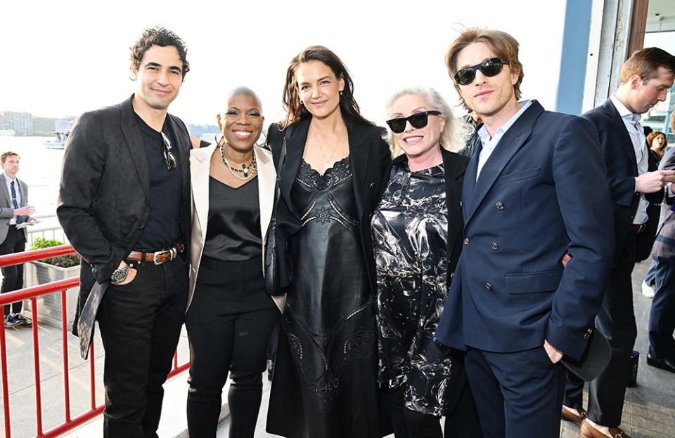 (L-R) Zac Posen, Stacey Stevenson, Katie Holmes, Deborah Harry and Harrison Ball attend Family Equality's Night at the Pier at Pier Sixty at Chelsea Piers on May 15, 2023 in New York City.