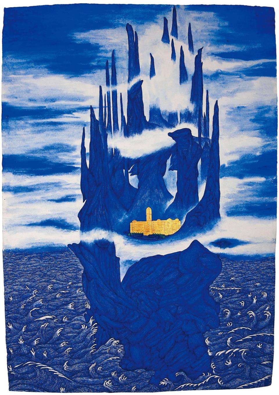 2007年在蘇格蘭駐村時創作的《忘德賦》系列，讓姚瑞中嘗到成功的滋味，這幅《孤寂之島》畫的正是家鄉台灣。（姚瑞中提供）