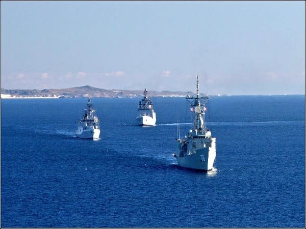 Photograph of Naval exercise between Indian Navy and Royal Australian Navy.