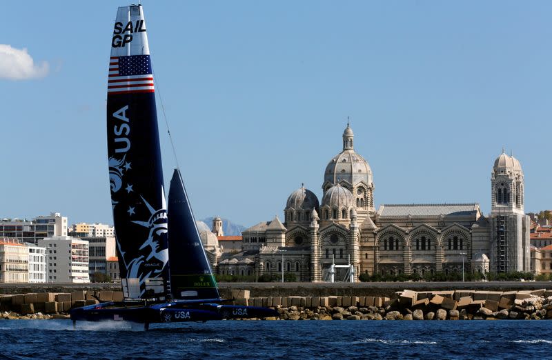 FILE PHOTO: United States SailGP Team sail during the day one of the SailGP event in Marseille
