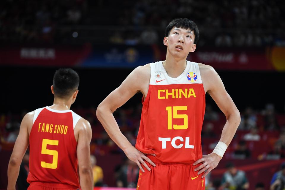 BEIJING, CHINA - SEPTEMBER 04: Zhou Qi #15 of China in action during FIBA World Cup 2019 Group A match between Venezuela and China at Cadillac Arena on September 4, 2019 in Beijing, China. (Photo by Fu Tian/China News Service/VCG via Getty Images)