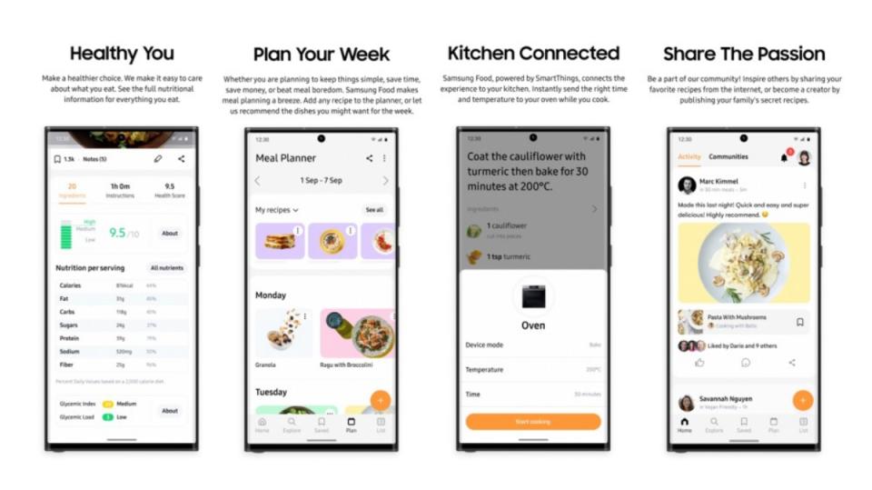 三星結合其智慧家電產品提供個人化餐飲體驗的Samsung Food服務平台正式上線