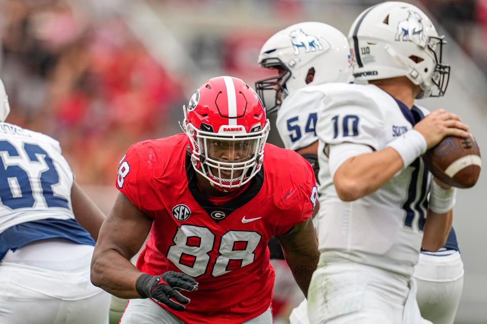 Georgia defensive tackle Jalen Carter graded the highest among power-five conference defensive players, according to Pro Football Focus.