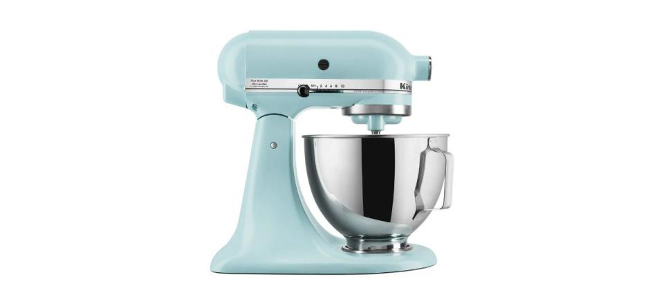 KitchenAid® Deluxe 4.5 Quart Tilt-Head Stand Mixer in color Mineral Water Blue, on white background