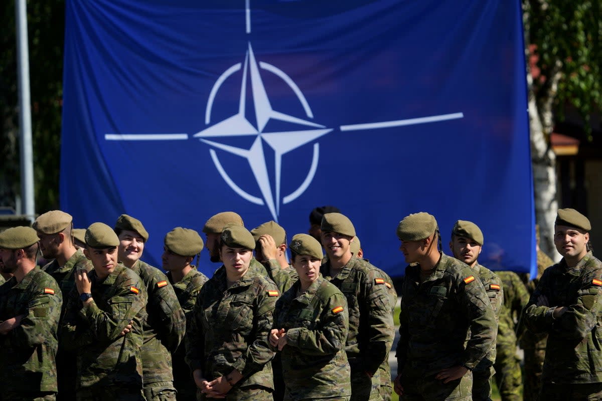 Nato troops at the Canadian-led NATO enhanced Forward Presence battlegroup in Adazi, Latvia (REUTERS)