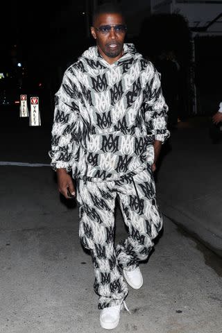 <p>The Hollywood Curtain / BACKGRID</p> Jamie Foxx leaving Giorgio Baldi in Santa Monica, California, on Nov. 1, 2023