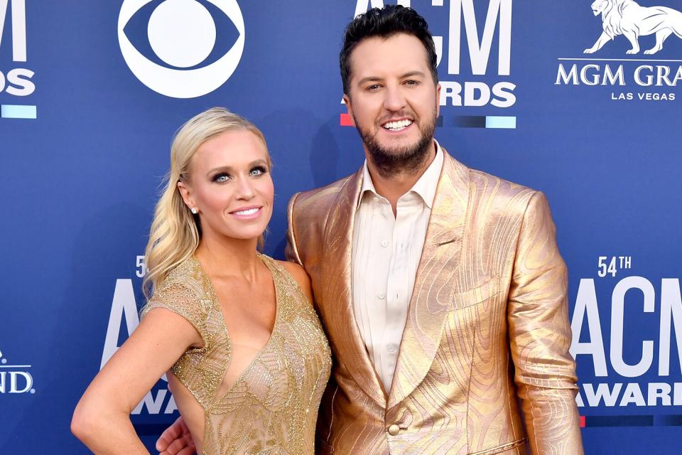 Caroline Boyer and Luke Bryan attend the 54th Academy Of Country Music Awards
