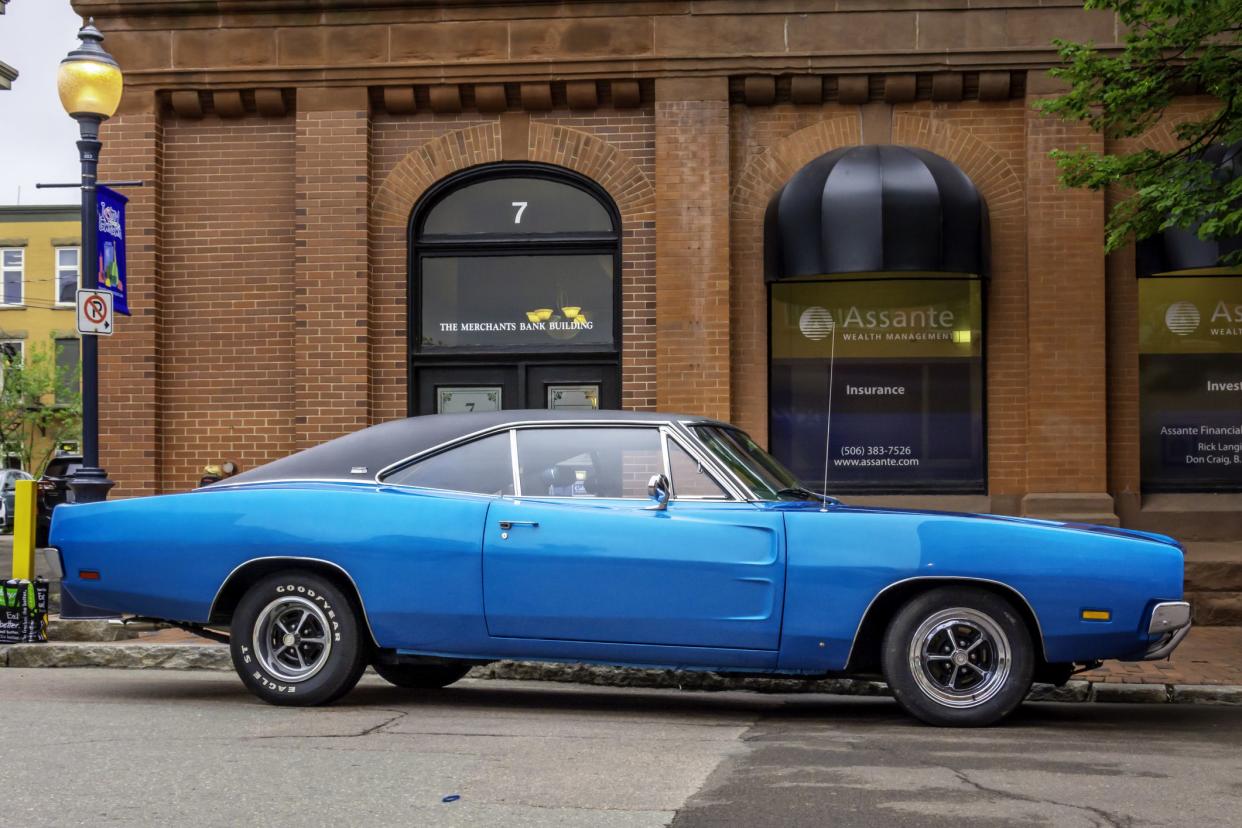 Moncton, New Brunswick, Canada - July 8, 2016 : 1969 Dodge Charger parked in downtown area during 2016 Atlantic Nationals, Moncton, New Brunswick, Canada.