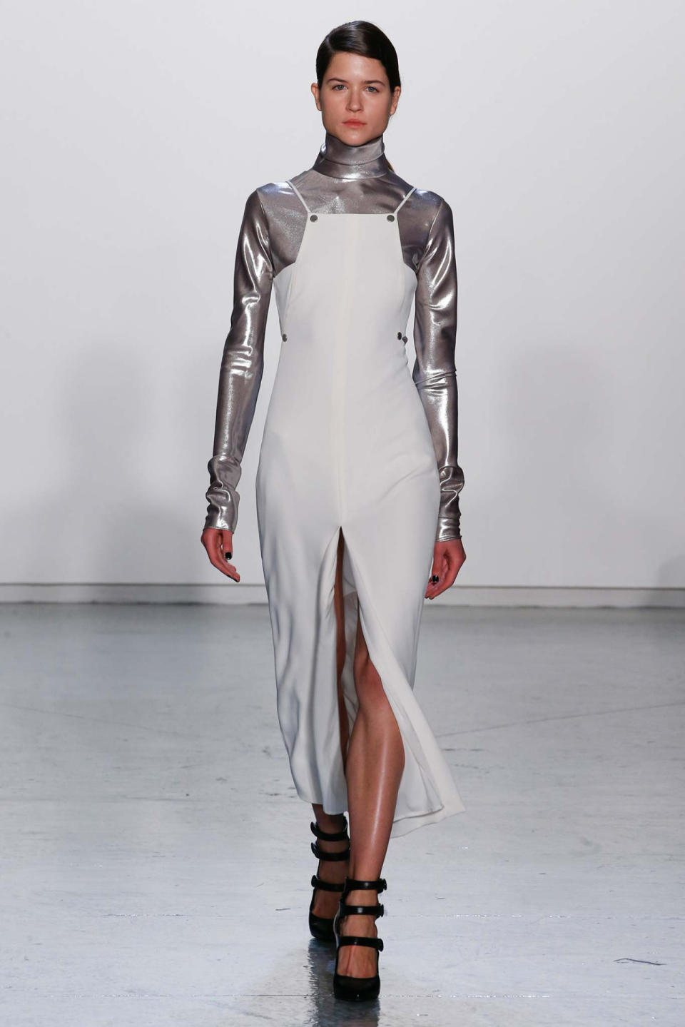 The sparkling metallic turtleneck is out of this world and therefore totally appropriate for a trip to Mars. 