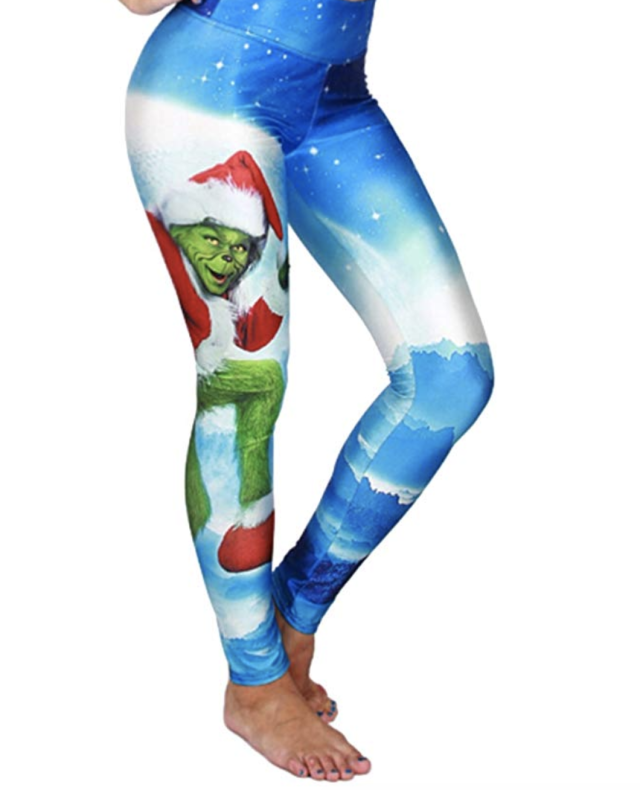 12 Shamelessly Ugly Christmas Sweater Workout Leggings On