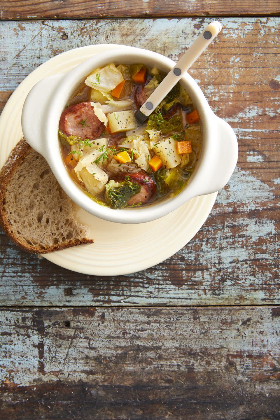 sausage, potato, and cabbage soup