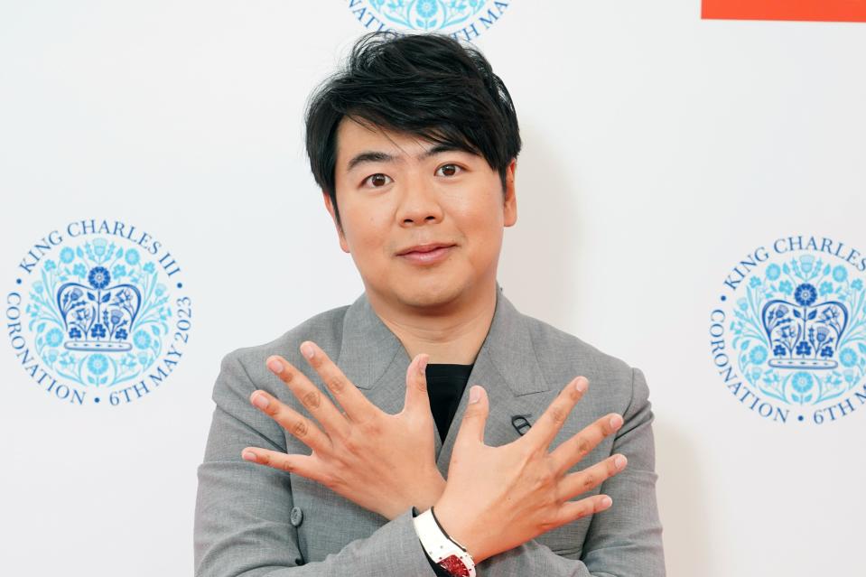 Pianist Lang Lang pictured backstage ahead of the Coronation concert (AP)