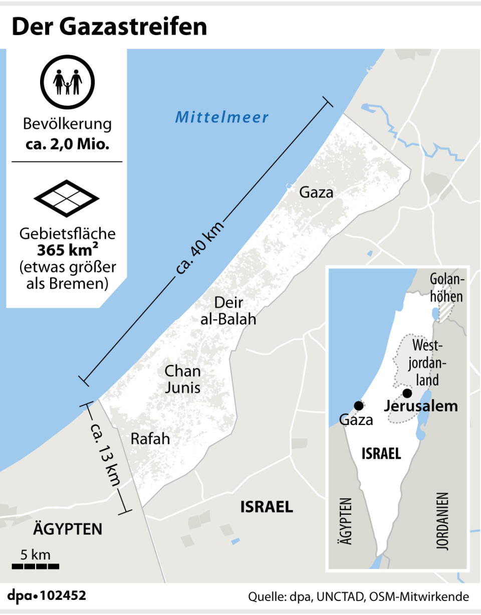 Allgemeine Übersichtkarte: Gazastreifen (Grafik: Grafik: R. Mühlenbruch/A. Brühl, Redaktion: J. Schneider/I.Kugel)