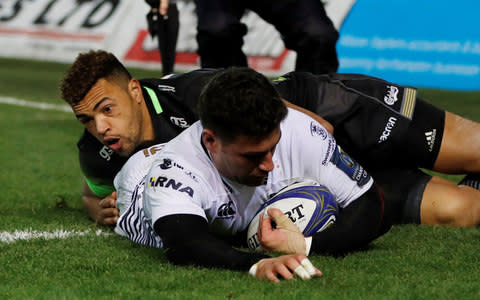 Kieron Fonotia scores for Ospreys - Credit: ACTION IMAGES