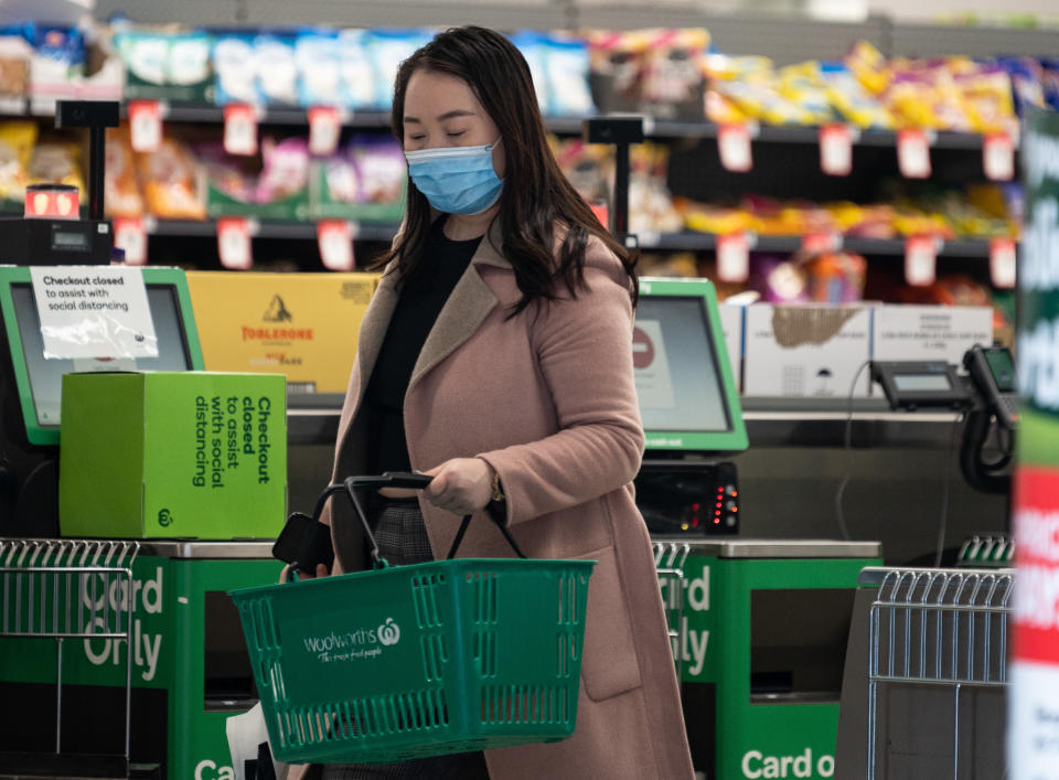 A shopper at Woolworths supermarket. 