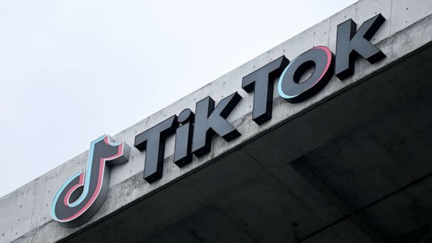 PHOTO: The TikTok logo is displayed on signage outside TikTok social media app company offices in Culver City, California, March 16, 2023. (Patrick T. Fallon/AFP via Getty Images)