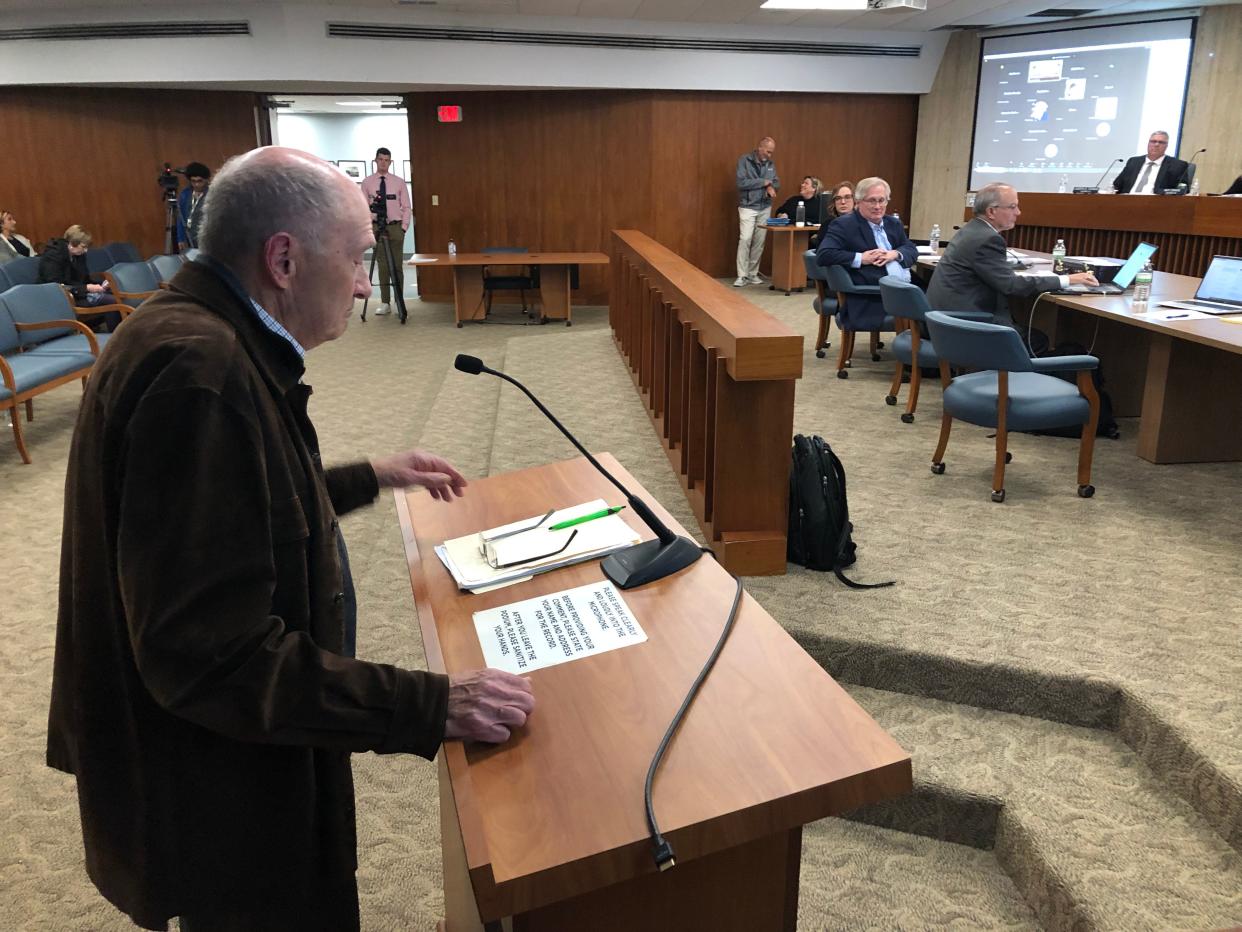 Mark Piasecki of South Bend speaks in favor of a proposed property tax credit to the St. Joseph County Council on Tuesday, Oct. 10, 2023.