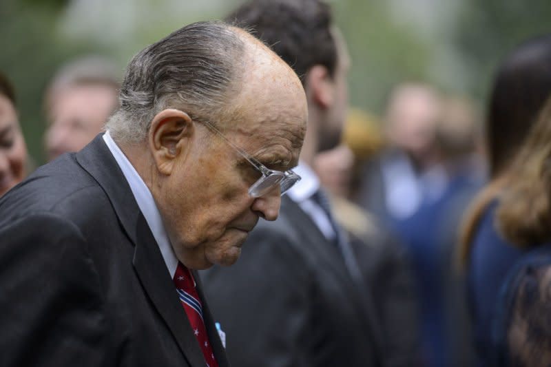 Former Mayor of New York City Rudy Giuliani faces 13 charges in a 98-page indictment charging he illegally interfered in the 2020 election in Georgia. File Photo by Bonnie Cash/UPI