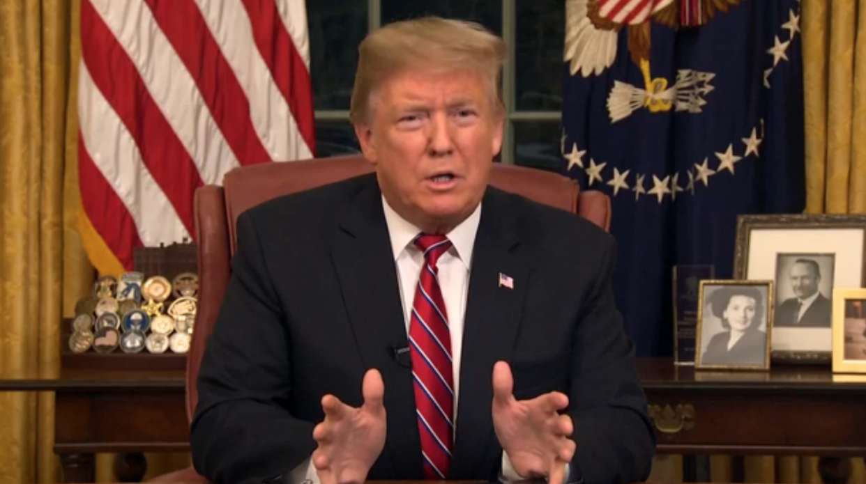 President Trump’s shutdown speech in the Oval Office on January 8, 2019. (Photo: screenshot/The White House)