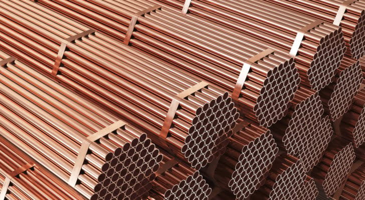 Stacks of copper tubing