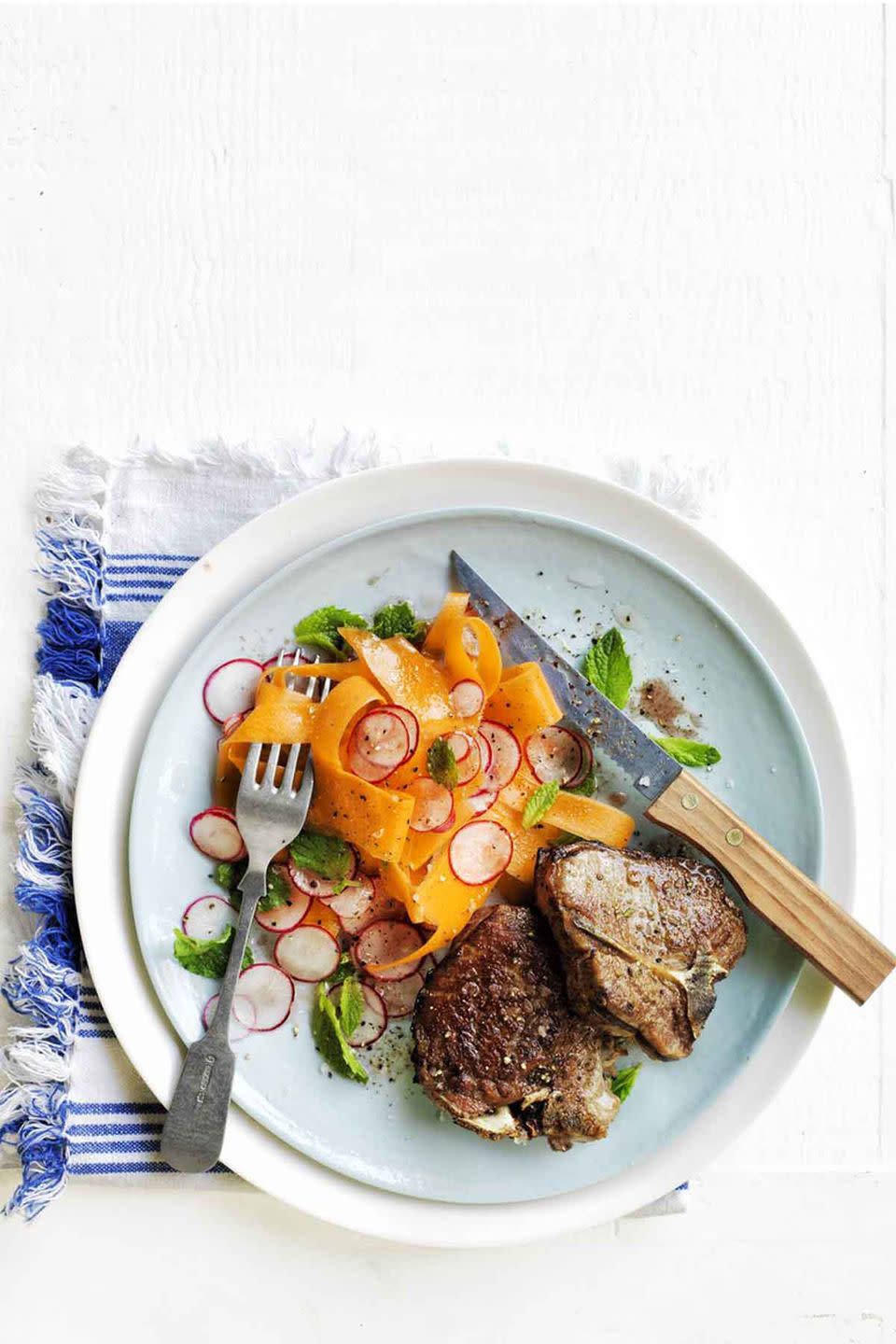 Cumin-Spiced Lamb with Carrot and Radish Salad