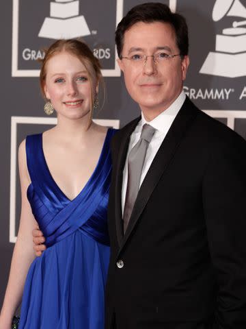 <p>Jeff Vespa/WireImage</p> Stephen Colbert and Madeleine Colbert arrive at the 52nd Annual GRAMMY Awards on January 31, 2010.
