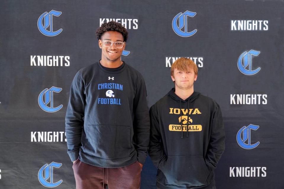 Charlotte Christian football players Bryce Young (Notre Dame) and Tripp Woody (Iowa) will sign their national letters of intent Wednesday on National Signing Day