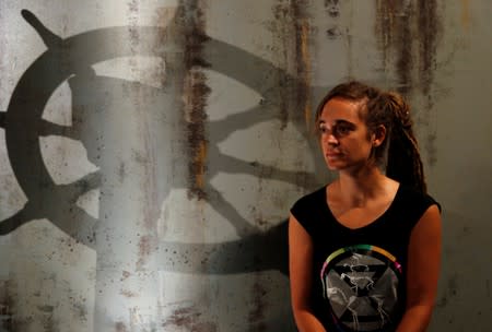 German captain of Sea Watch 3 Carola Rackete poses during an interview at Maritime Museum of Barcelona