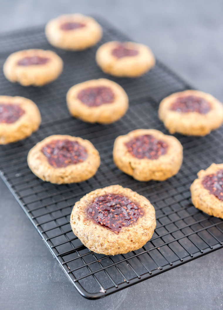 <strong>Get the <a href="http://www.oneingredientchef.com/thumbprint-cookies/" target="_blank">Peanut Butter And Jelly Thumbprint Cookies recipe</a>&nbsp;from&nbsp;One Ingredient Chef</strong>